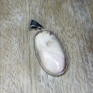 Pink Scolecite Oval Shaped Gemstone 925 Silver Plated Pendant